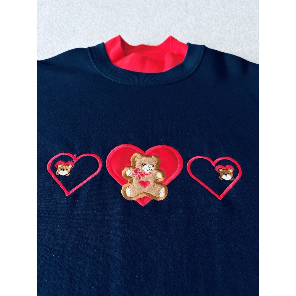 Vintage Endless Designs Embroidered Teddy Bear Crewneck Sweatshirt XL USA 90s